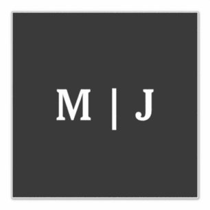 Monogrammen Naam Zwart Wit Minimale Eenvoudige Bru Sticker