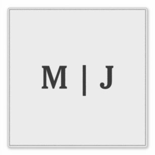 Monogrammen Naam Zwart Wit Minimalist 2024 Bruilof Sticker