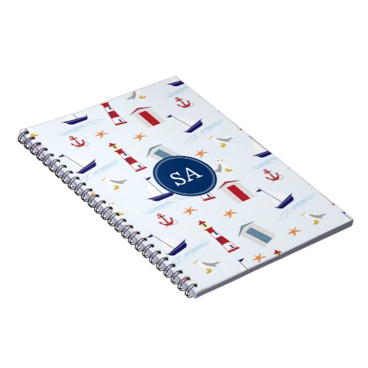 monogrammen Nautical Back to School Notitieboek (Rechterzijde)