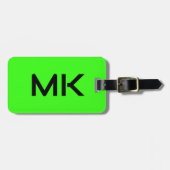Monogrammen Neon Groene Initialen Naam Gift Favori Bagagelabel (Voorkant horizontaal)