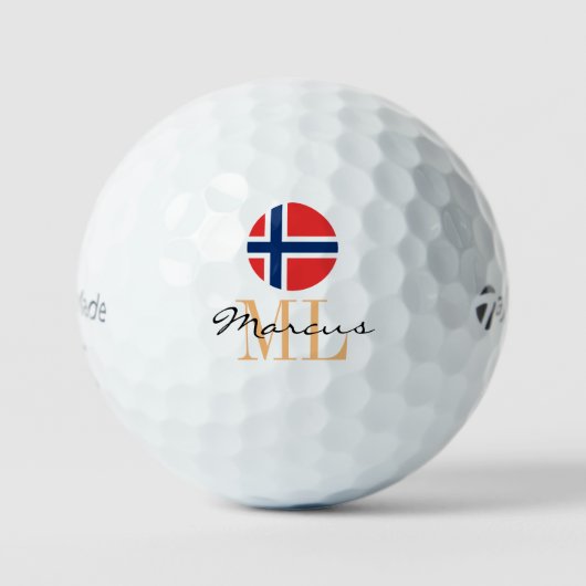 Monogrammen Noorse vlag & langoustines Golfballen (Voorkant)
