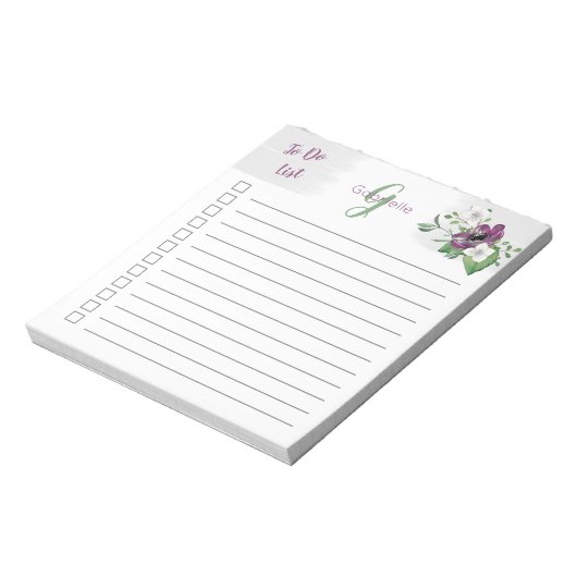 Monogrammen om een lijst van Paarse Waterverf te m Notitieblok (Linkerzijde)