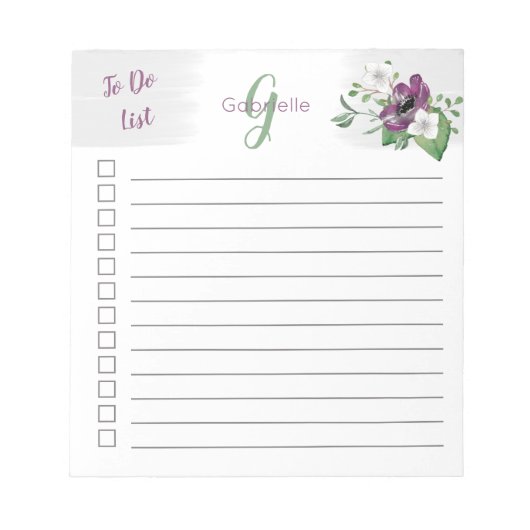 Monogrammen om een lijst van Paarse Waterverf te m Notitieblok (Voorkant)