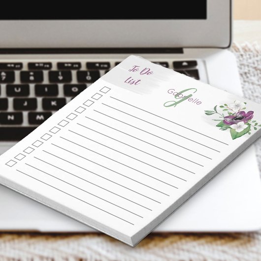 Monogrammen om een lijst van Paarse Waterverf te m Notitieblok