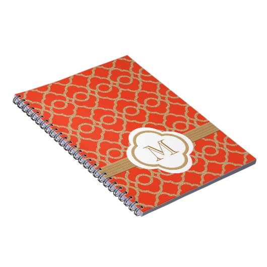 Monogrammen Oranje en Gold Moroccan Notitieboek (Rechterzijde)