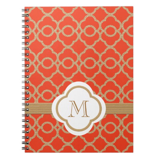 Monogrammen Oranje en Gold Moroccan Notitieboek (Voorkant)