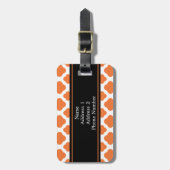 Monogrammen Oranje en wit Quatrefoil Patroon Bagagelabel (Voorkant verticaal)