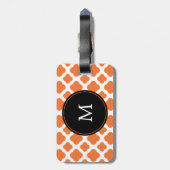 Monogrammen Oranje en wit Quatrefoil Patroon Bagagelabel (Achterkant verticaal)