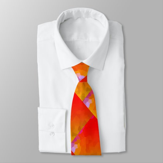 Monogrammen Oranje roze funky geometrische patrone Stropdas (Gebonden)