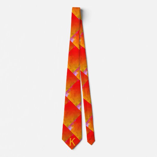 Monogrammen Oranje roze funky geometrische patrone Stropdas (Voorkant)