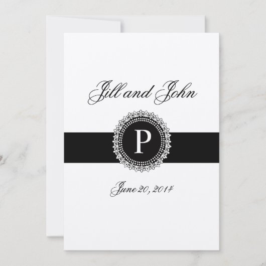 Monogrammen P Wedding Invitations Gold Fleur de Li Kaart (Voorkant)