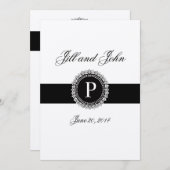 Monogrammen P Wedding Invitations Gold Fleur de Li Kaart (Voorkant / Achterkant)