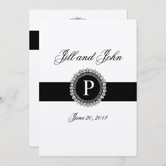 Monogrammen P Wedding Invitations Gold Fleur de Li Kaart (Voorkant / Achterkant)