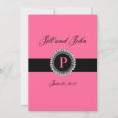 Monogrammen P Wedding Invitations Pink Fleur de Li Kaart (Voorkant)