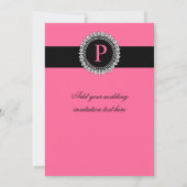 Monogrammen P Wedding Invitations Pink Fleur de Li Kaart (Achterkant)