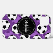 Monogrammen Paars Black Voetbal Pattern Case-Mate iPhone Case (Achterkant (horizontaal))