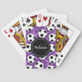 Monogrammen Paars Black Voetbal Pattern Pokerkaarten (Achterkant)