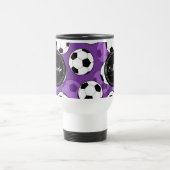 Monogrammen Paars Black Voetbal Pattern Reisbeker (Center)