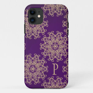 Monogrammen Paars en Gold Indian Pattern Case-Mate iPhone Case