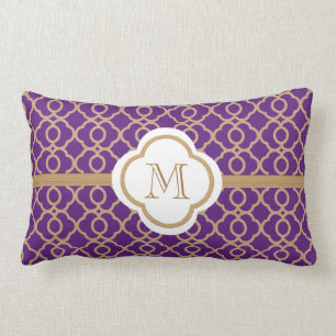 Monogrammen Paars en Gold Moroccan Kussen