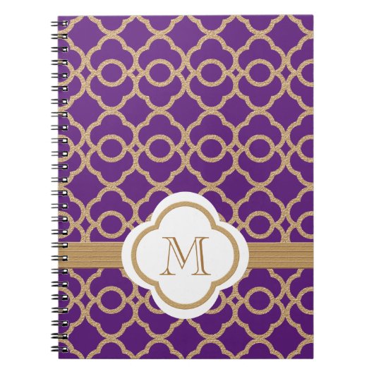Monogrammen Paars en Gold Moroccan Notitieboek (Voorkant)