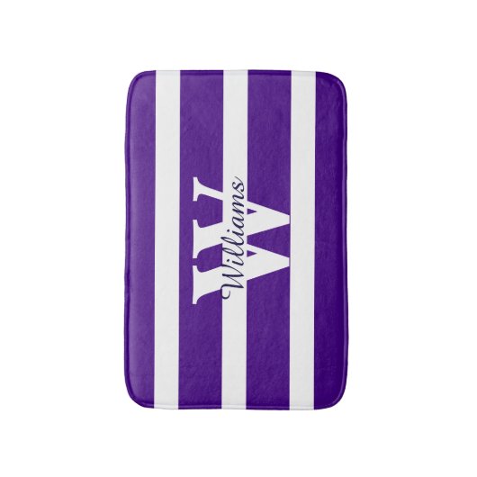 Monogrammen Paars en White Bath Mat (Voorkant Verticaal)