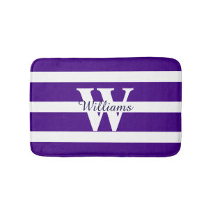 Monogrammen Paars en White Bath Mat