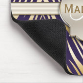 Monogrammen Paars Gold Zebra Afdrukpatroon Muismat (Hoek)