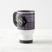 Monogrammen Paars tribaal patroon Reisbeker (Voorkant links)