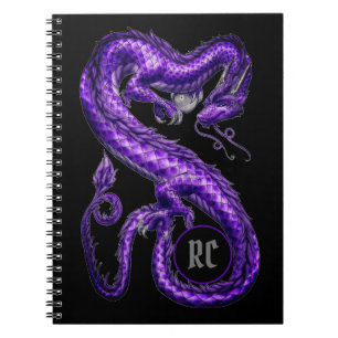 Monogrammen Paarse Aziatische drakenlaptop Notitieboek