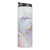 Monogrammen Paarse Blue Gold Waterverf Wash Thermosbeker (Geroteerd rechts)