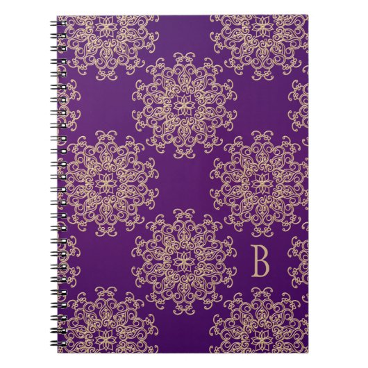 Monogrammen Paarse en Gold Notebook Journal Notitieboek (Voorkant)