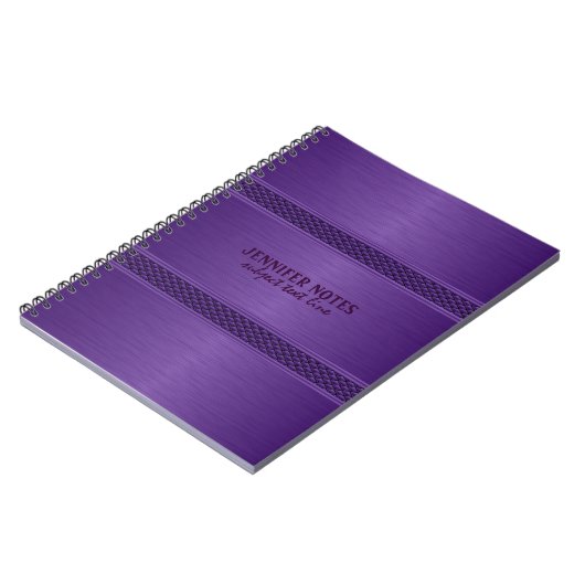 Monogrammen Paarse metalen aluminium blik Notitieboek (Linkerzijde)