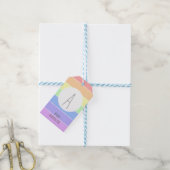 Monogrammen pasta-regenboogkleurige strepen cadeaulabel (Met Touw)