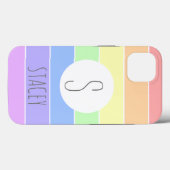 Monogrammen pasta-regenboogkleurige strepen Case-Mate iPhone case (Achterkant (horizontaal))