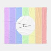 Monogrammen pasta-regenboogkleurige strepen fleece deken (Voorkant (Horizontaal))