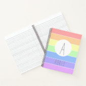 Monogrammen pasta-regenboogkleurige strepen notitieboek (Binnen)