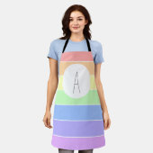 Monogrammen pasta-regenboogkleurige strepen schort (Gedragen)
