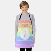 Monogrammen pasta-regenboogkleurige strepen schort (Gedragen)