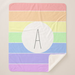 Monogrammen pasta-regenboogkleurige strepen sherpa deken