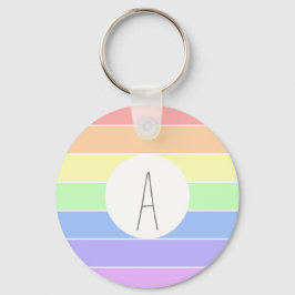 Monogrammen pasta-regenboogkleurige strepen sleutelhanger