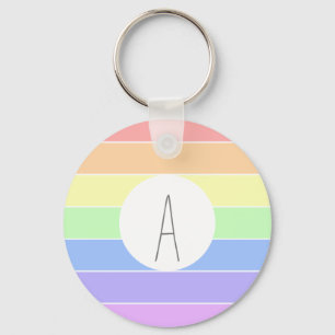 Monogrammen pasta-regenboogkleurige strepen sleutelhanger
