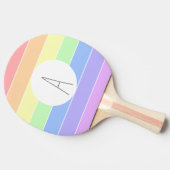 Monogrammen pasta-regenboogkleurige strepen tafeltennisbatje (Zijkant)