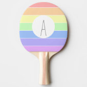 Monogrammen pasta-regenboogkleurige strepen tafeltennisbatje (Voorkant)
