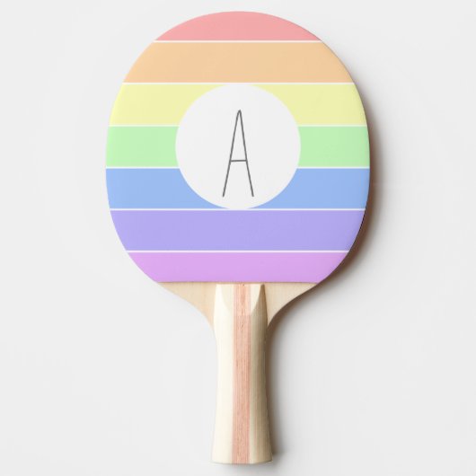 Monogrammen pasta-regenboogkleurige strepen tafeltennisbatje (Voorkant)