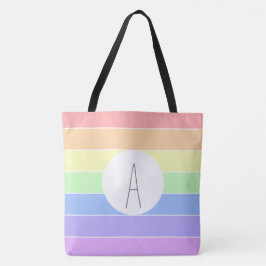 Monogrammen pasta-regenboogkleurige strepen tote bag