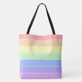 Monogrammen pasta-regenboogkleurige strepen tote bag (Achterkant)