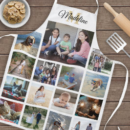 Monogrammen Photo Collage Grid Pattern Gold White Schort