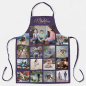 Monogrammen Photo Collage Grid Pattern Paars Gold Schort (Voorkant)