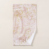 Monogrammen Pink White Marble Swirl Gold Glitter Bad Handdoek (Handdoek)